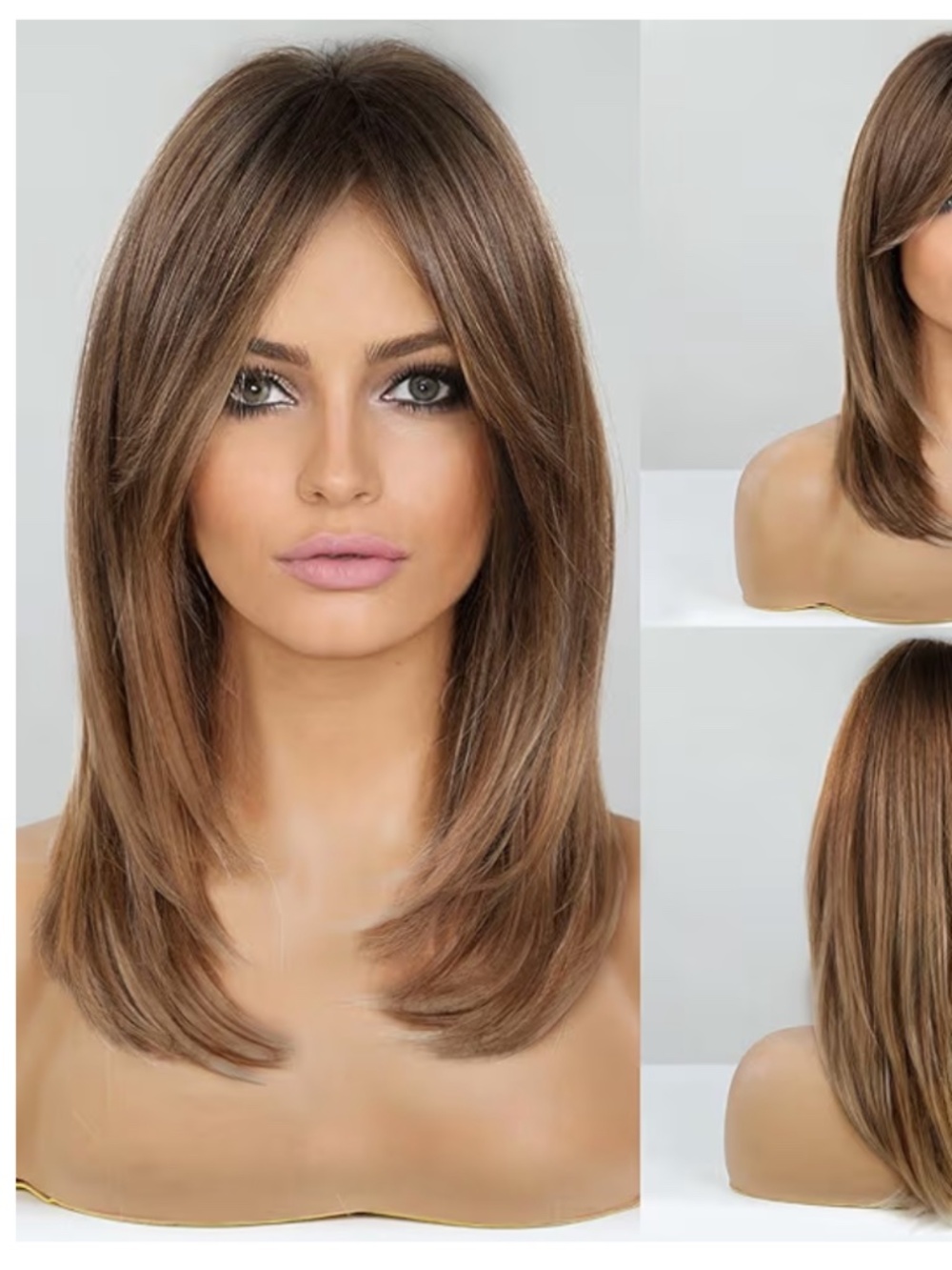 22” Elegant & Realistic Women's Brown to Blonde Synthetic Straight Wig